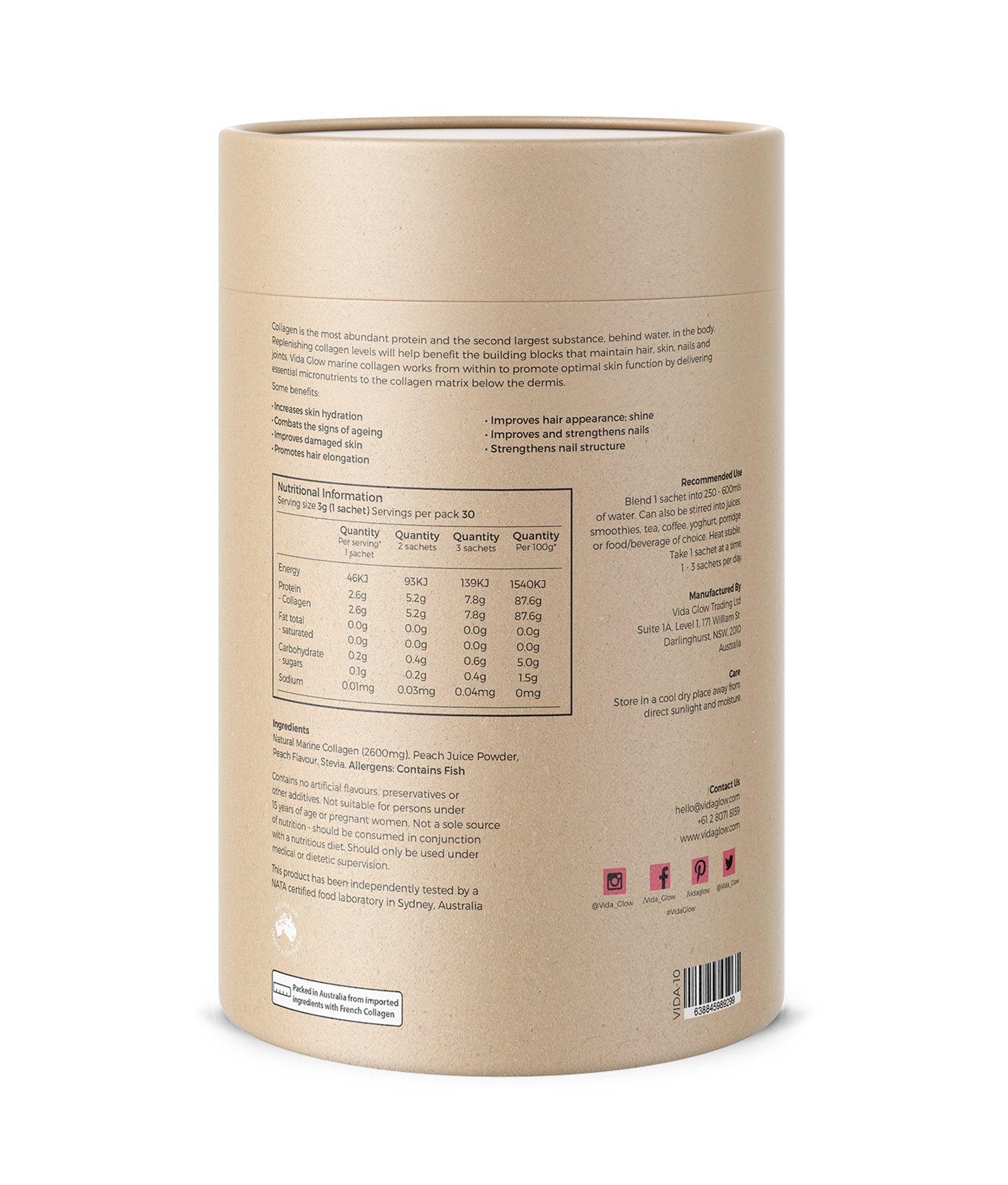 Vida Glow Peach Marine Collagen - BeeVitamins