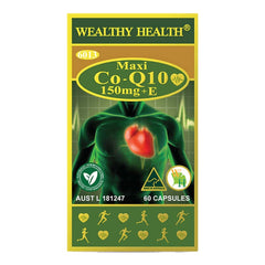 Wealthy Health Maxi CoQ10 150mg + E Heart Health 60 Capsules