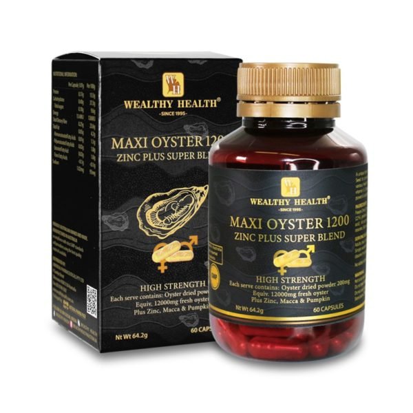 Wealthy Health Maxi Oyster 1200 ZINC Plus Super Blend 60 Capsules - BeeVitamins