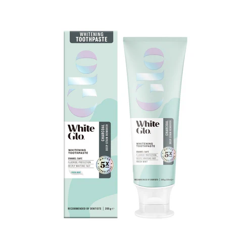 White Glo Charcoal Deep Stain Remover Whitening Toothpaste 205g