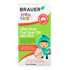 Brauer Baby & Kids Ultra Pure Cod Liver Oil with DHA 90 Soft Capsules