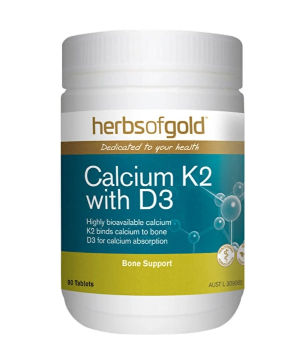 Herbs of Gold Calcium K2 with D3 90 Tablets (Exp date: 09/27)