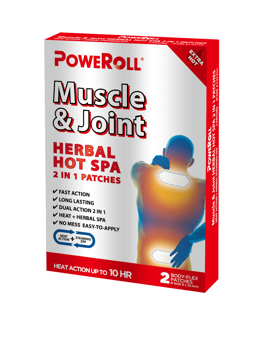 PoweRoll Muscle & Joint Herbal Hot Spa 2 IN 1 Patches 2Pcs