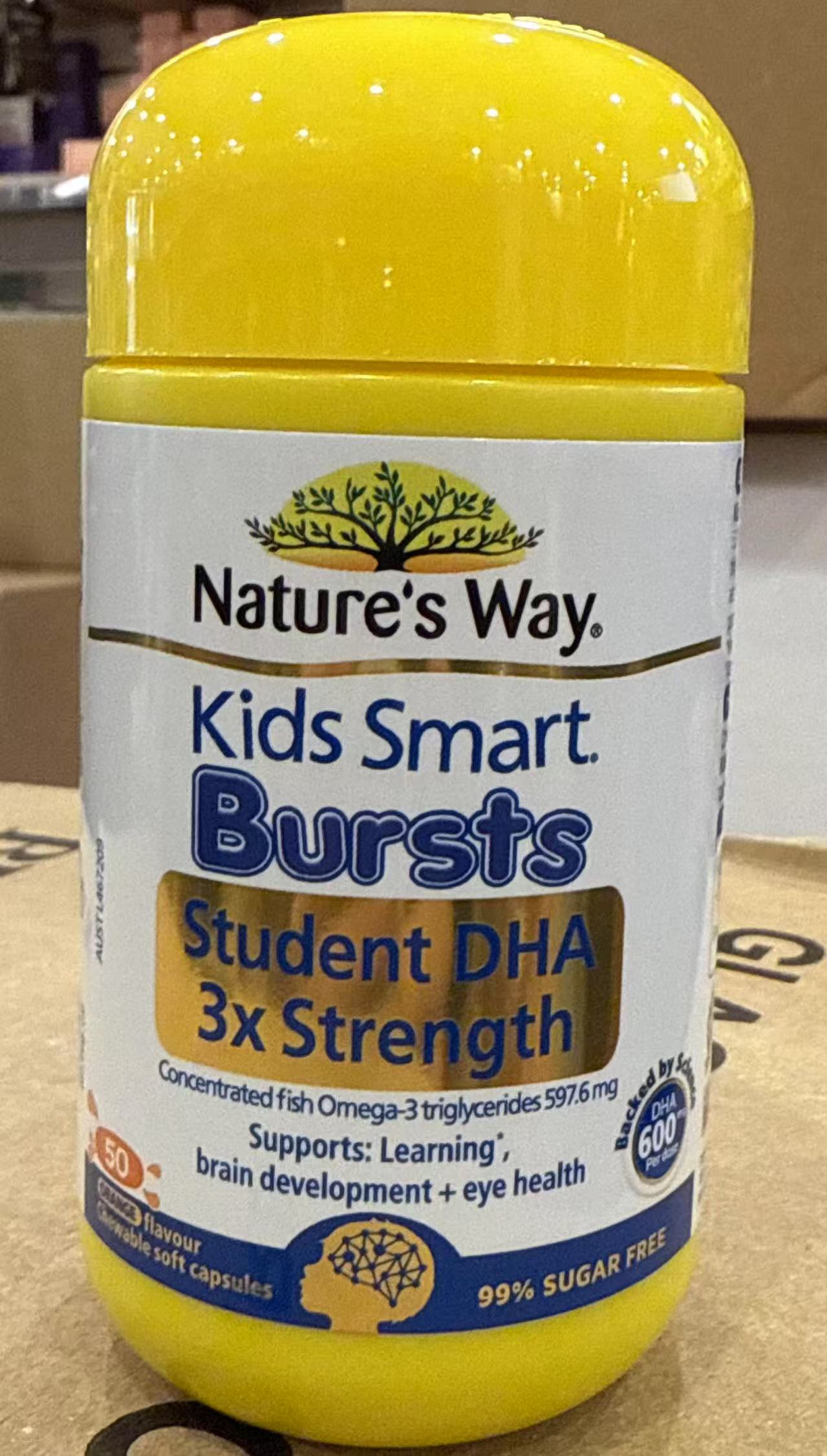 Nature's Way Kids Smart Student DHA 3x Strength 600mg 50 Chewable soft capsules