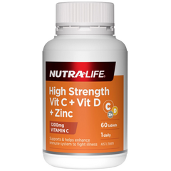 Nutralife High Strength Vit C + Vit D + Zinc 120 Tablets