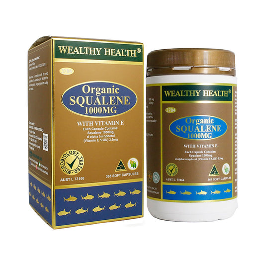 Wealthy Health Organic Squalene 1000mg 365 Capsules