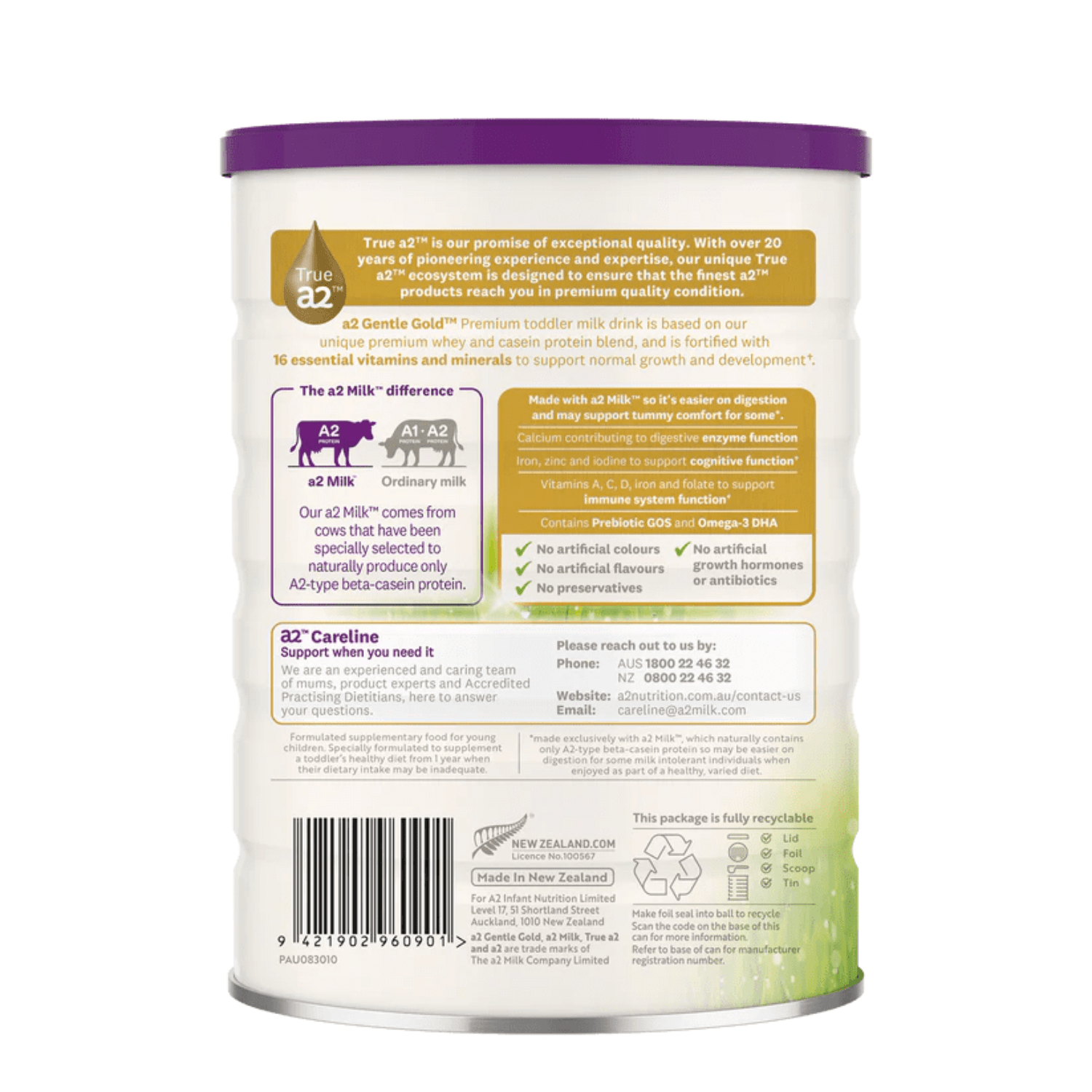 A2 Gentle Gold Premium Toddler Milk Stage 3 From 1 Year to 3 Years 800g - BeeVitamins