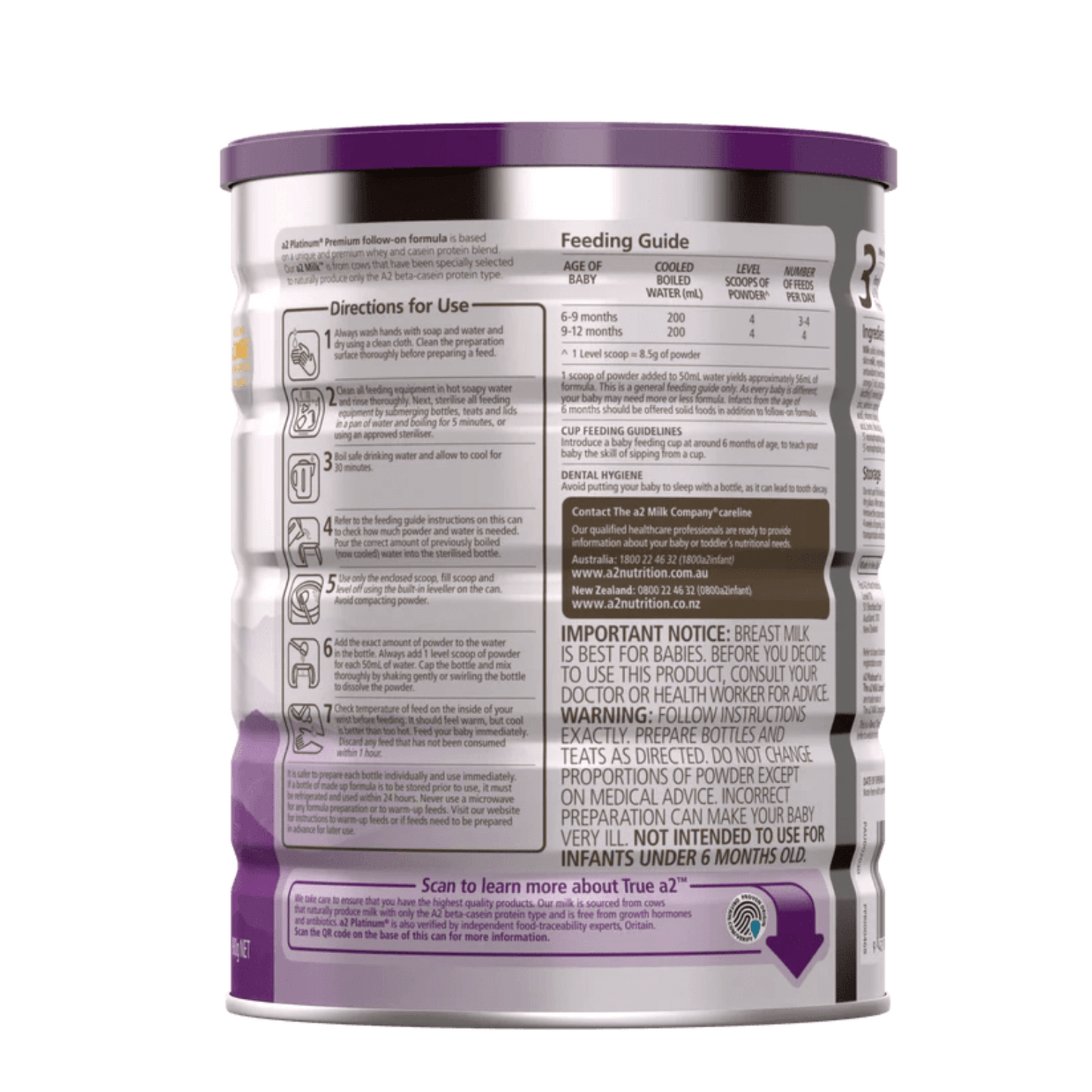 A2 Platinum Premium Follow - on Formula Stage 2 6 - 12 months 900g - BeeVitamins