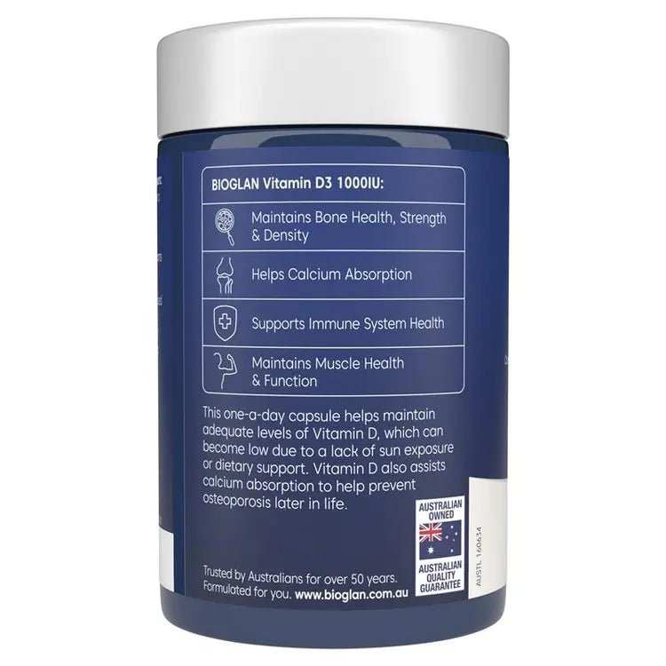 Bioglan Vitamin D3 1000IU 250 Capsules - BeeVitamins