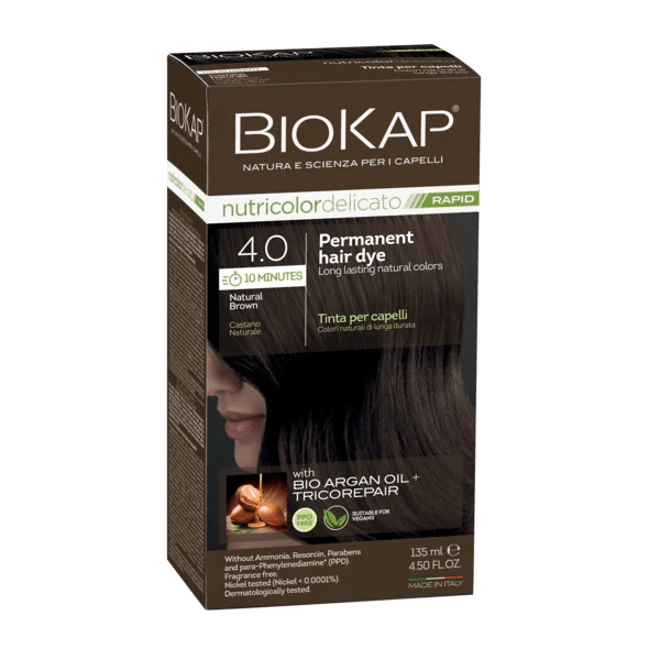 Biokap Nutricolor Rapid 4.0 Natural Brown Permanent Hair Dye 135mL - BeeVitamins