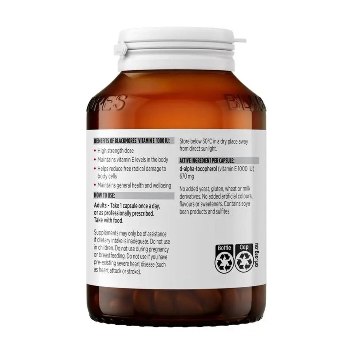 Blackmores Natural E 1000IU 100 Capsules - BeeVitamins