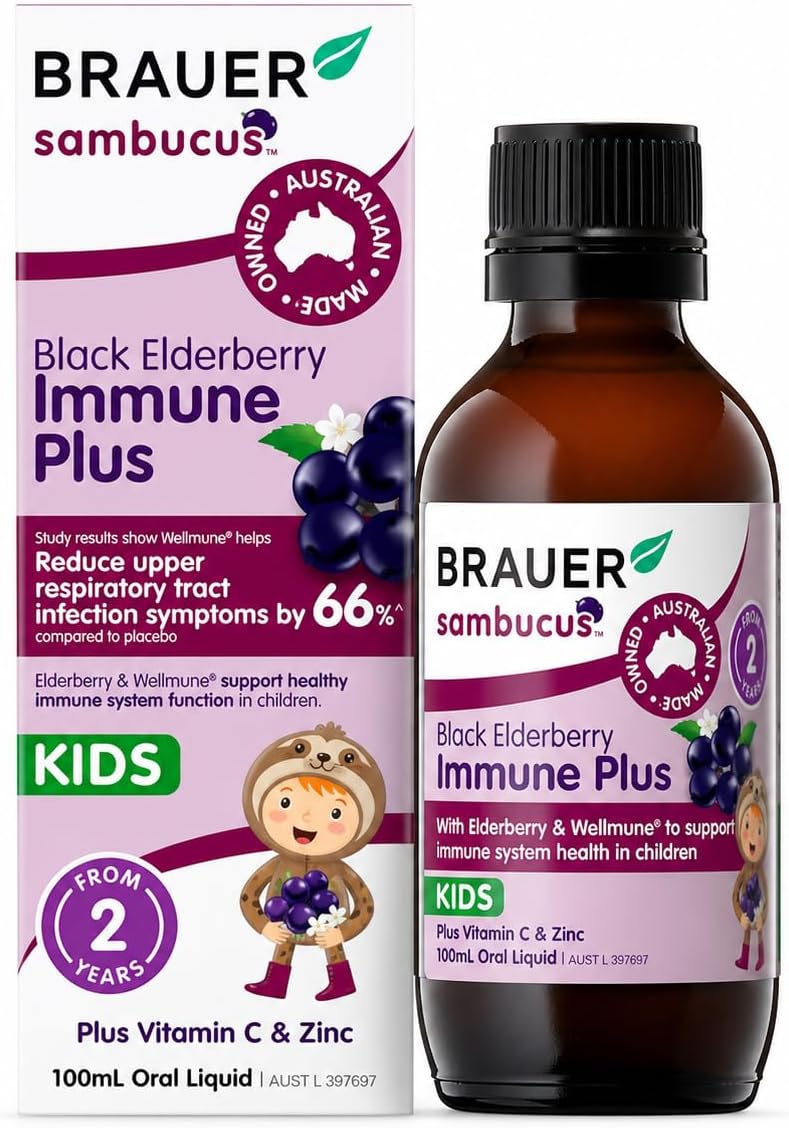Brauer Black Elderberry Immune Plus Kids Oral Liquid 100mL - BeeVitamins