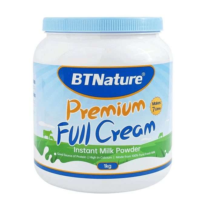 BTNature Premium Full Cream Instant Milk Powder 1Kg - BeeVitamins