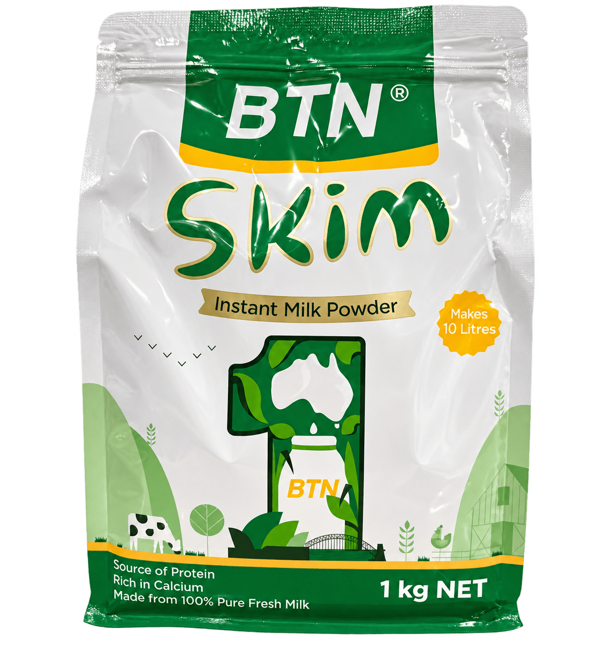 BTNature Skim Instant Milk Powder Bag 1Kg - BeeVitamins