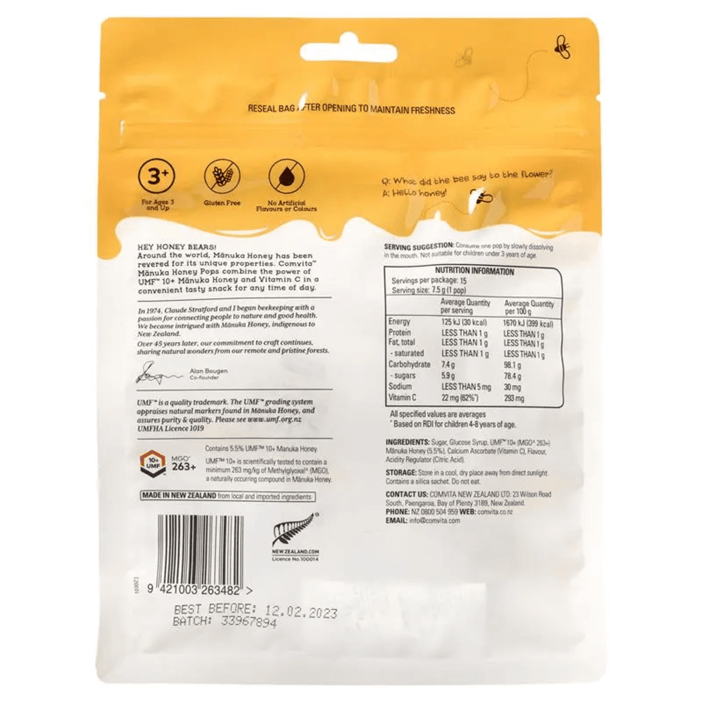 Comvita Childrens Lollipops Assorted Flavours 15 Pack - BeeVitamins