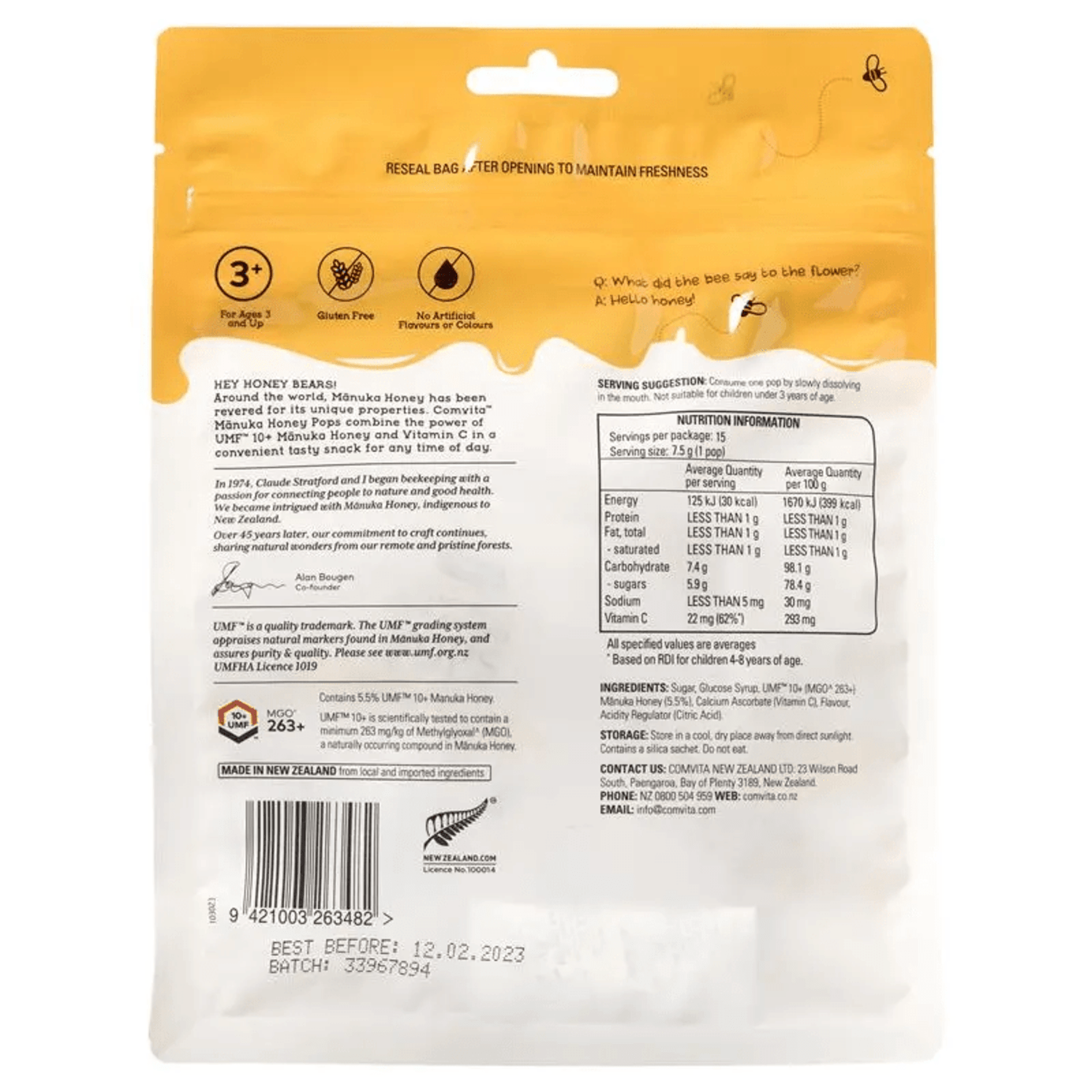 Comvita Childrens Lollipops Assorted Flavours 15 Pack - BeeVitamins