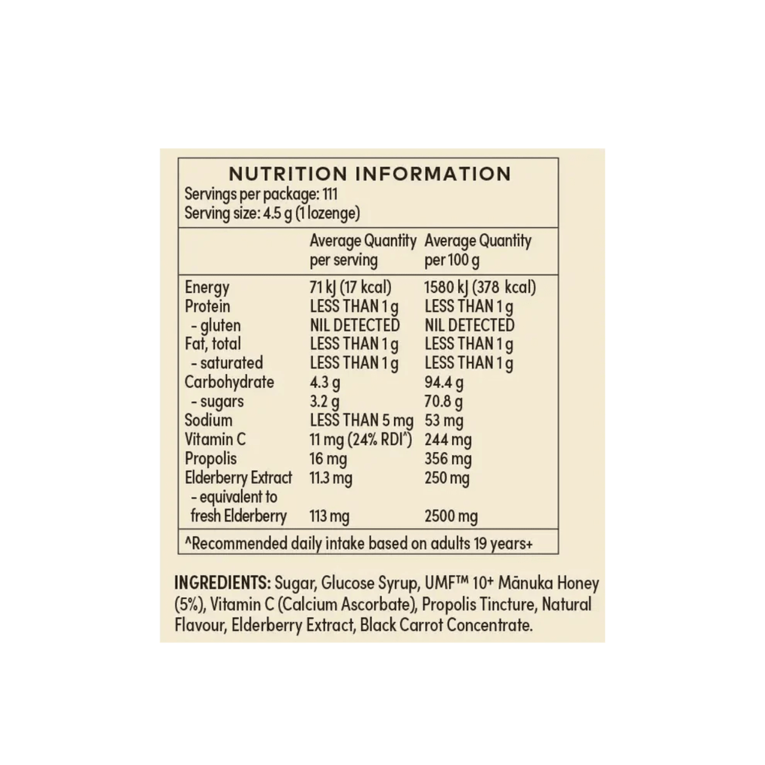 Comvita Manuka Honey Lozenges with Elderberry Extract and Vitamin C 500g - BeeVitamins