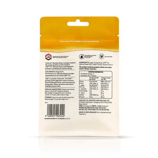 Comvita Manuka Honey Lozenges with Propolis (Lemon and Honey) 12 Lozenges - BeeVitamins