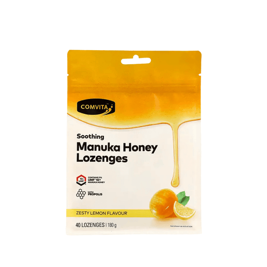 Comvita Manuka Honey Lozenges with Propolis - Lemon and Honey 40 Lozenges - BeeVitamins