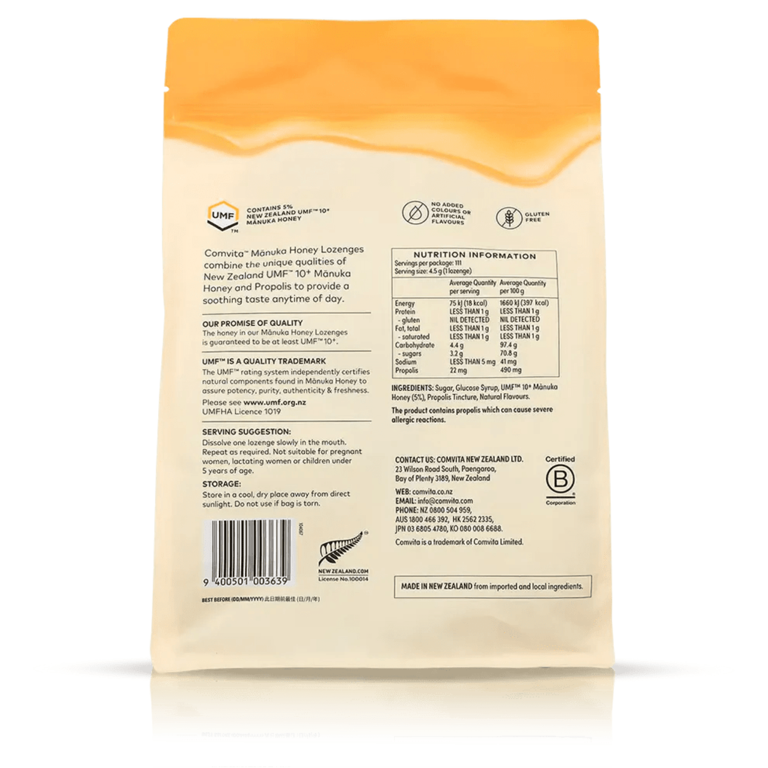 Comvita Manuka Honey Lozenges with Propolis - Lemon Flavour 500g - BeeVitamins