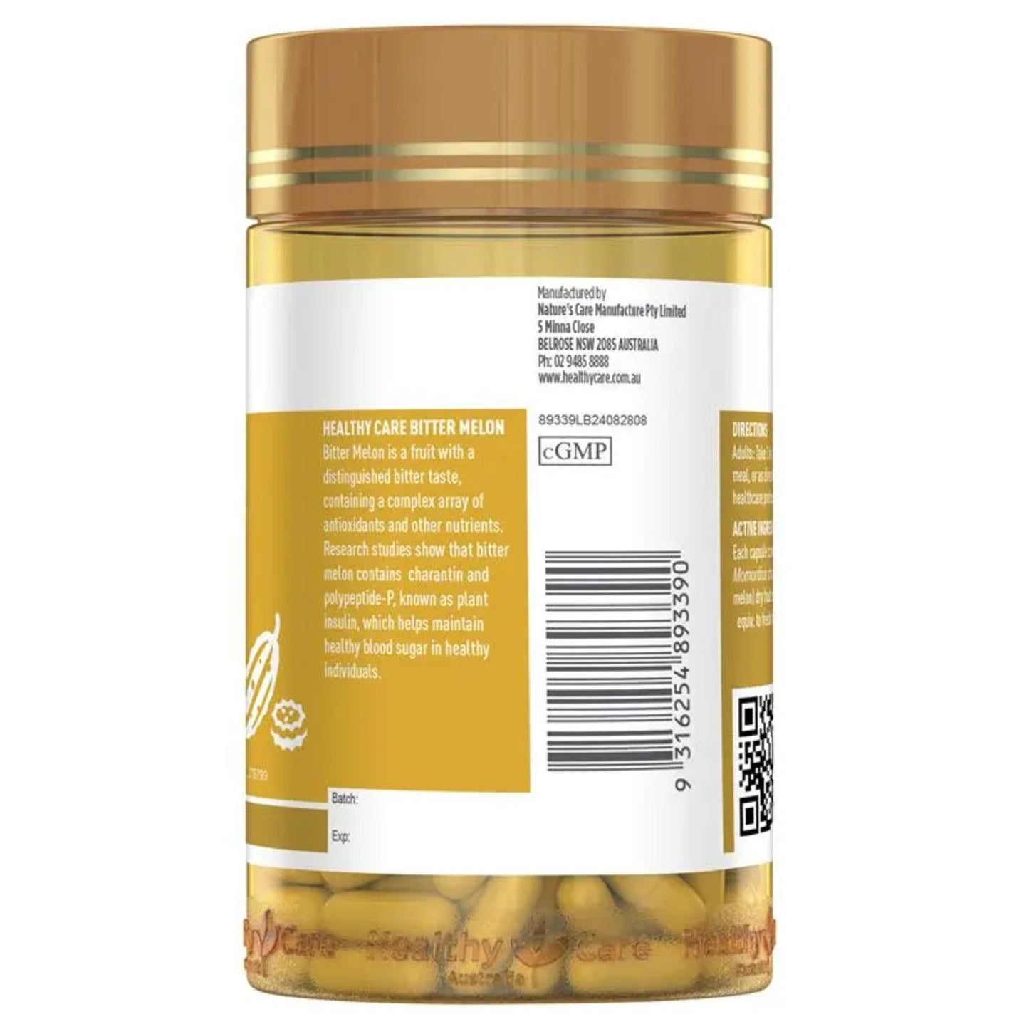Healthy Care Bitter Melon 100 Capsules - BeeVitamins