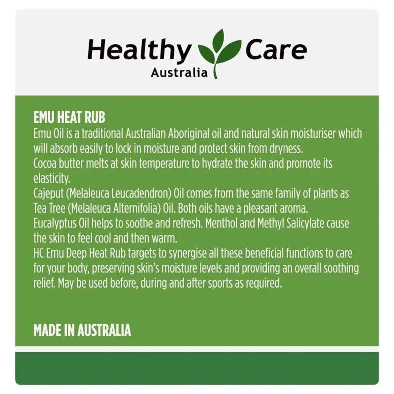 Healthy Care Emu Heat Rub 50g - BeeVitamins