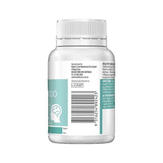 Healthy Care Gingko Biloba 2000mg 100 Softgel Capsules - BeeVitamins