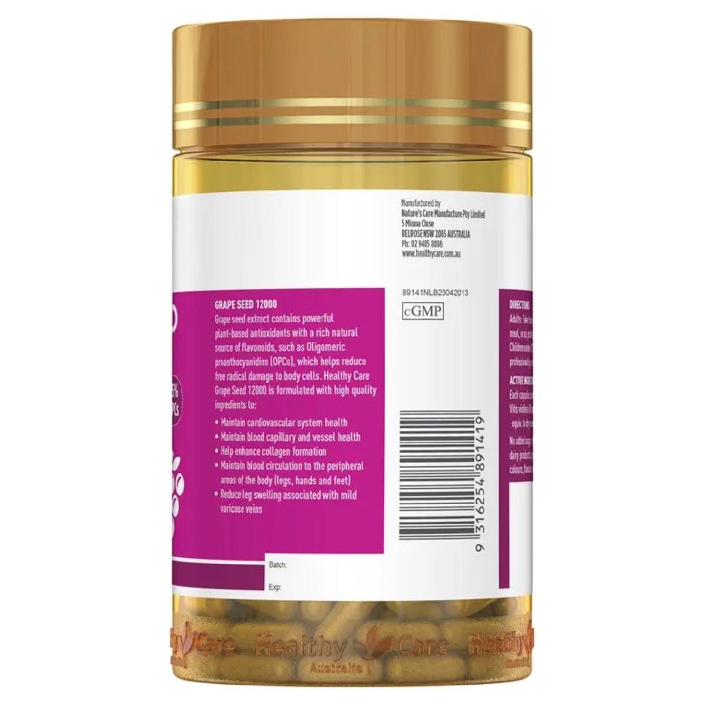 Healthy Care Grape Seed Extract 12000mg 300 Capsules - BeeVitamins