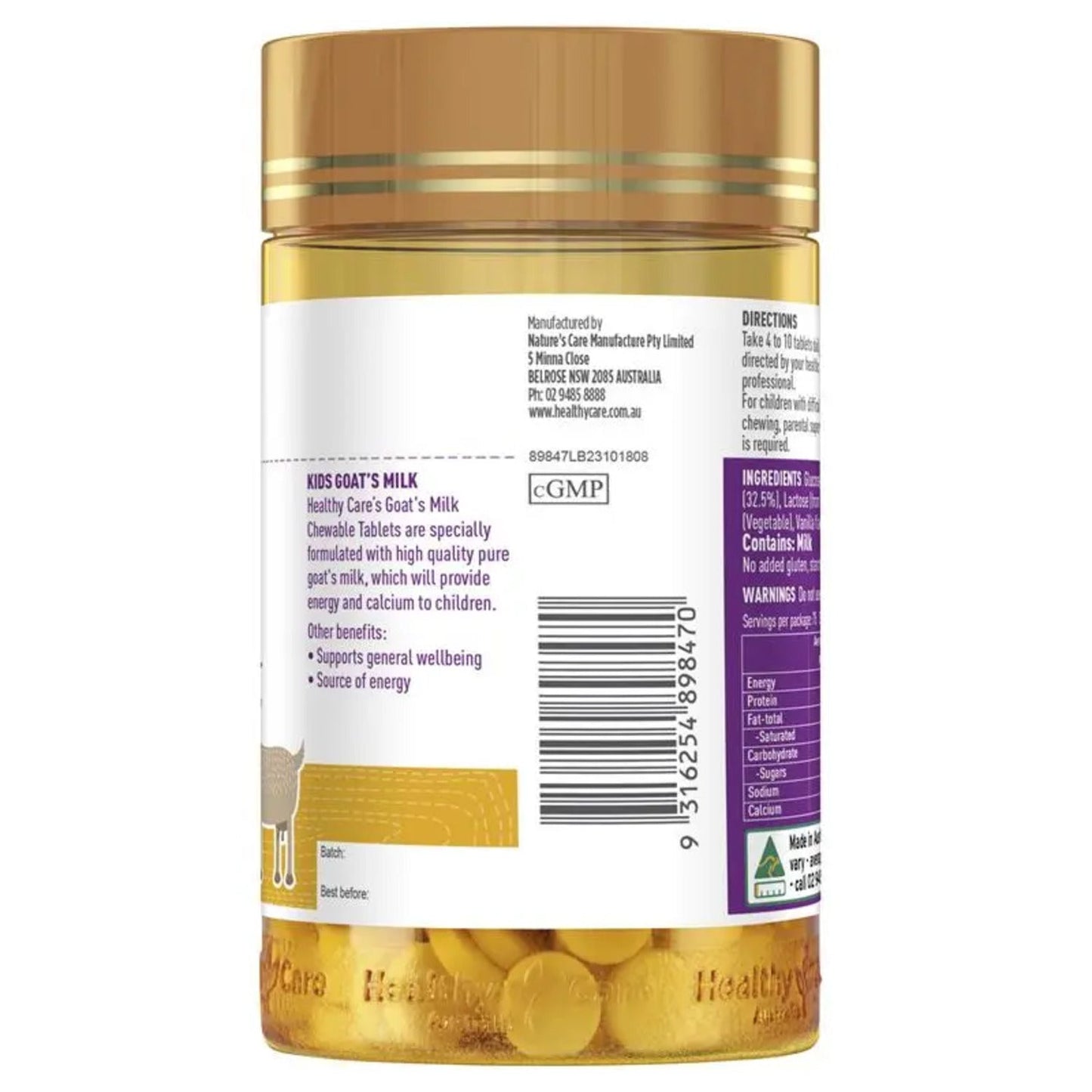 Healthy Care Kids Goat Milk Vanilla 300 Chewable Tablets - BeeVitamins