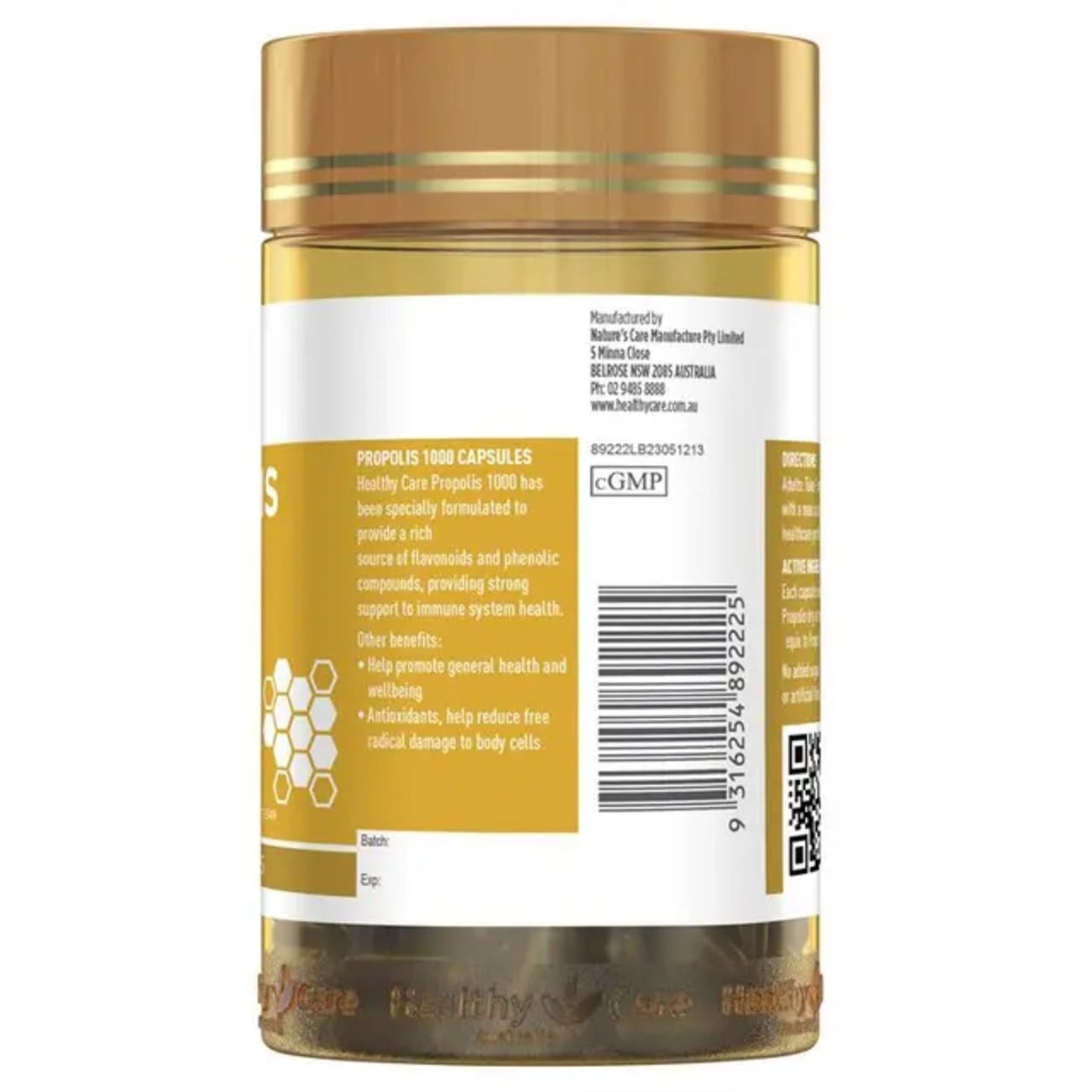 Healthy Care Propolis 1000mg 200 Capsules - BeeVitamins