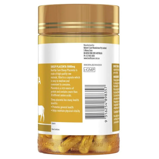 Healthy Care Sheep Placenta 5000mg 100 Capsules - BeeVitamins