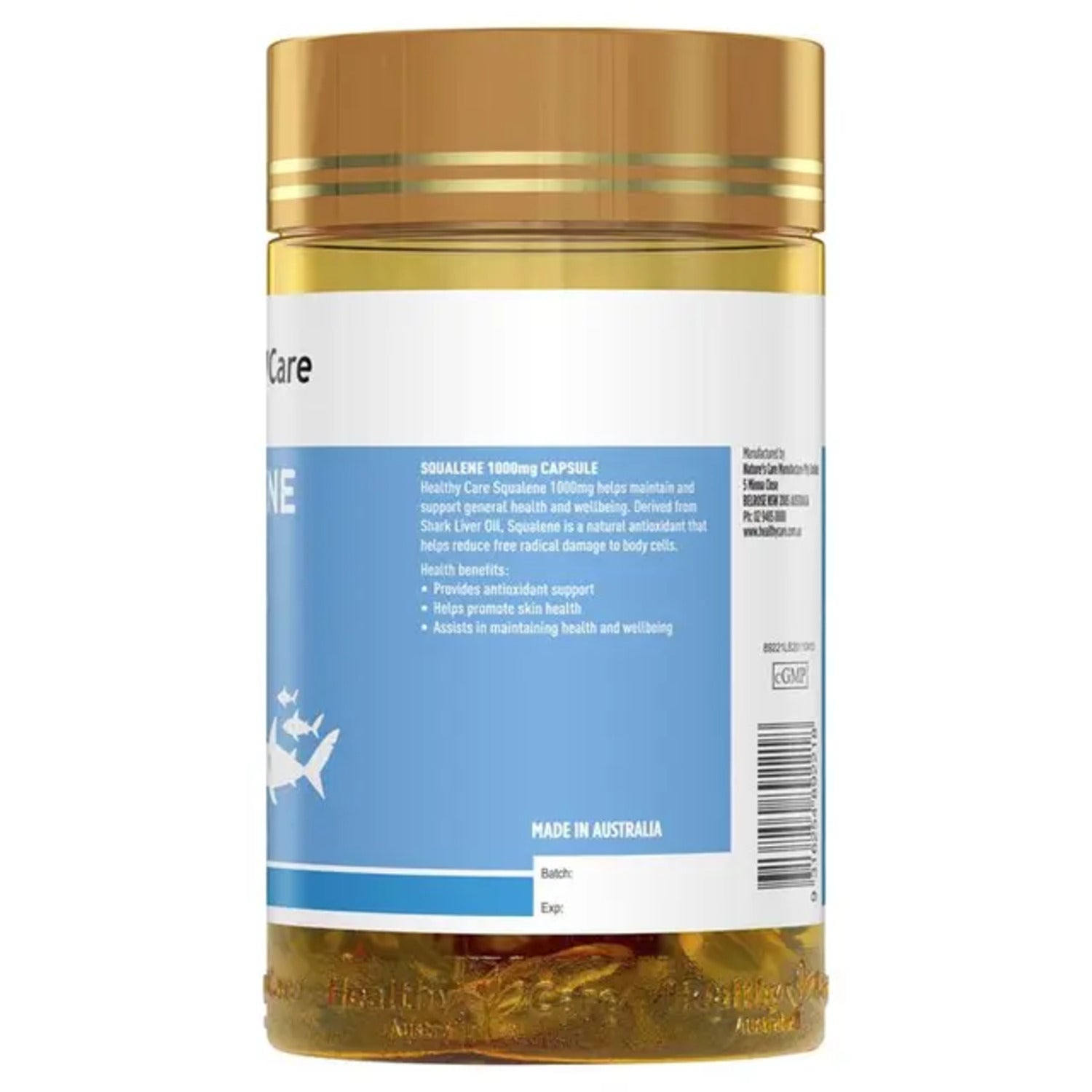 Healthy Care Squalene 1000mg 200 Capsules - BeeVitamins