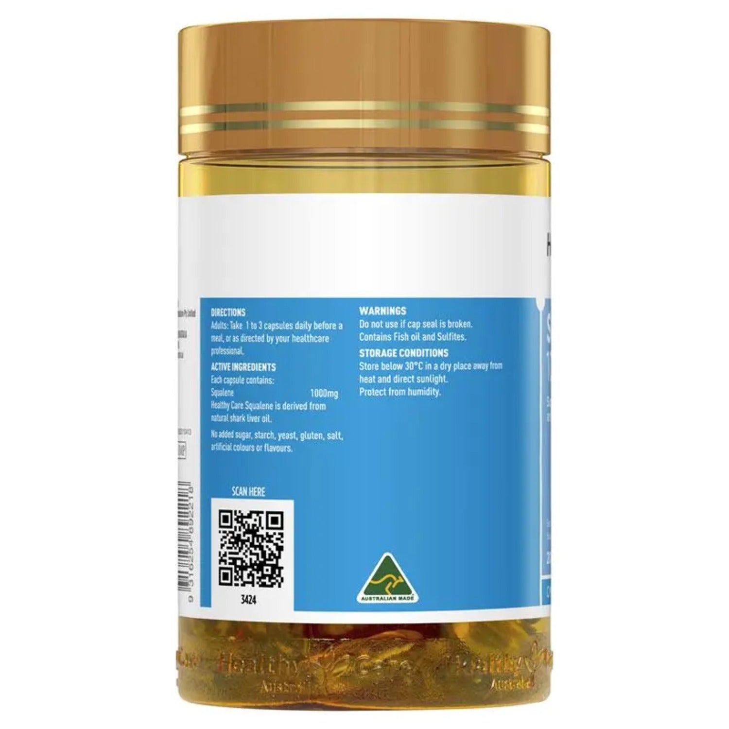 Healthy Care Squalene 1000mg 200 Capsules - BeeVitamins