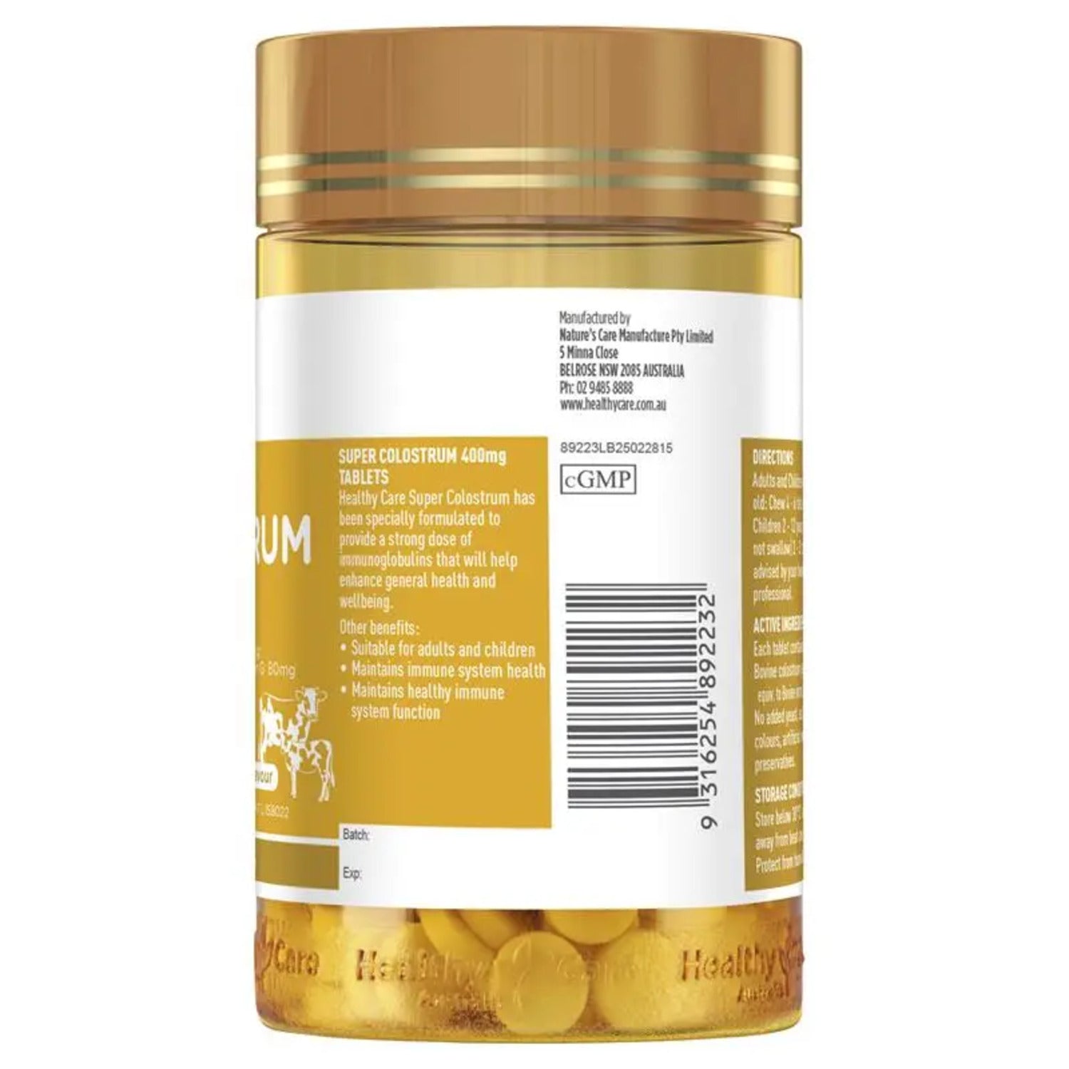 Healthy Care Super Colostrum 400mg 200 Chewable Tablets - BeeVitamins