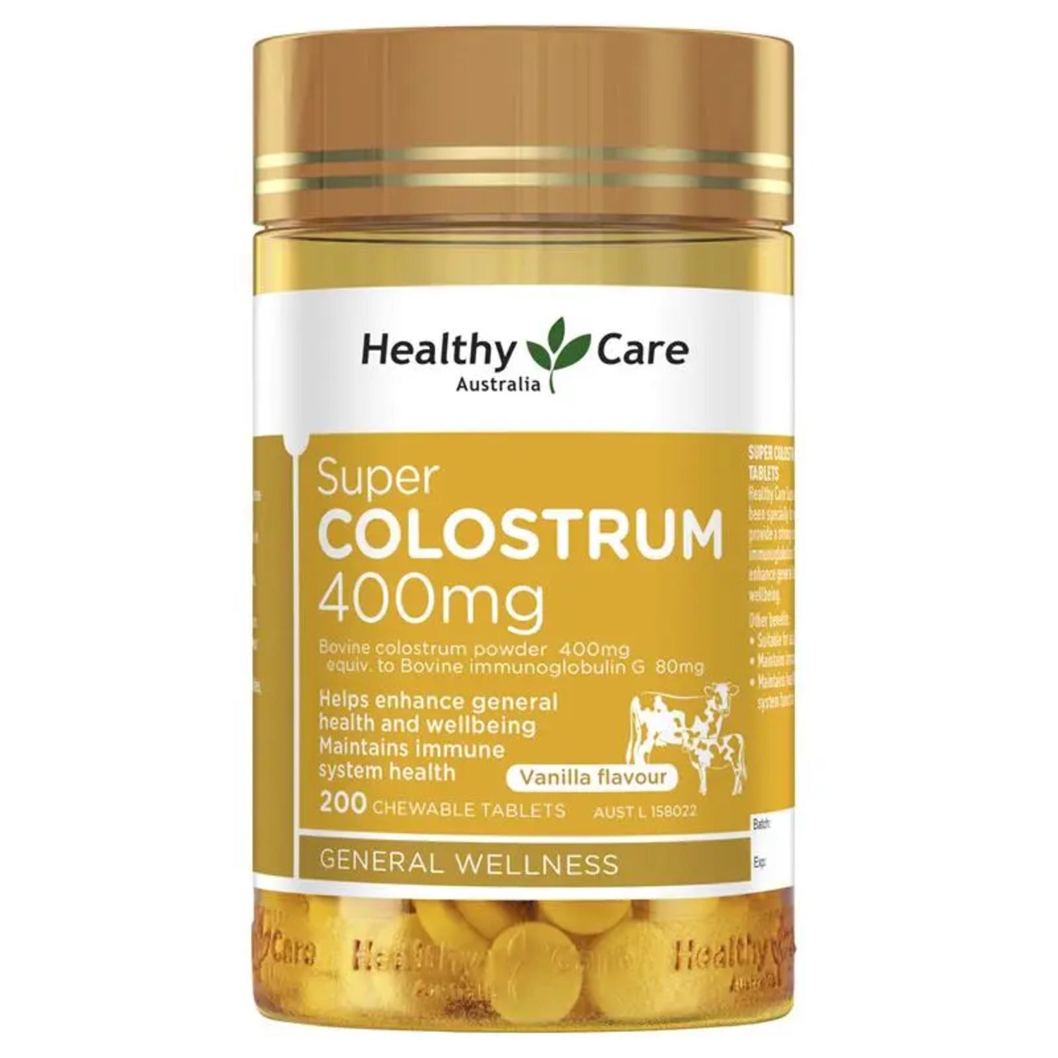 Healthy Care Super Colostrum 400mg 200 Chewable Tablets - BeeVitamins