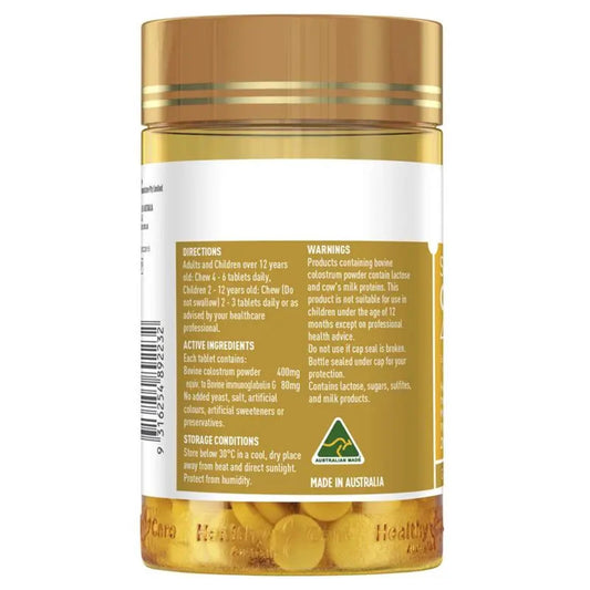 Healthy Care Super Colostrum 400mg 200 Chewable Tablets - BeeVitamins