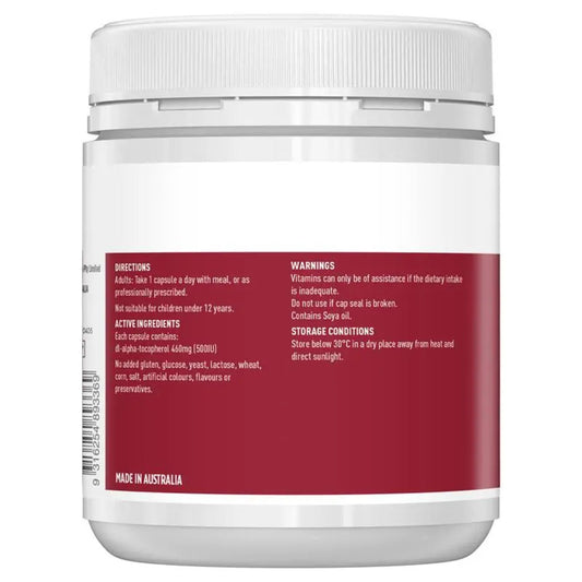 Healthy Care Vitamin E 500IU 200 Capsules - BeeVitamins