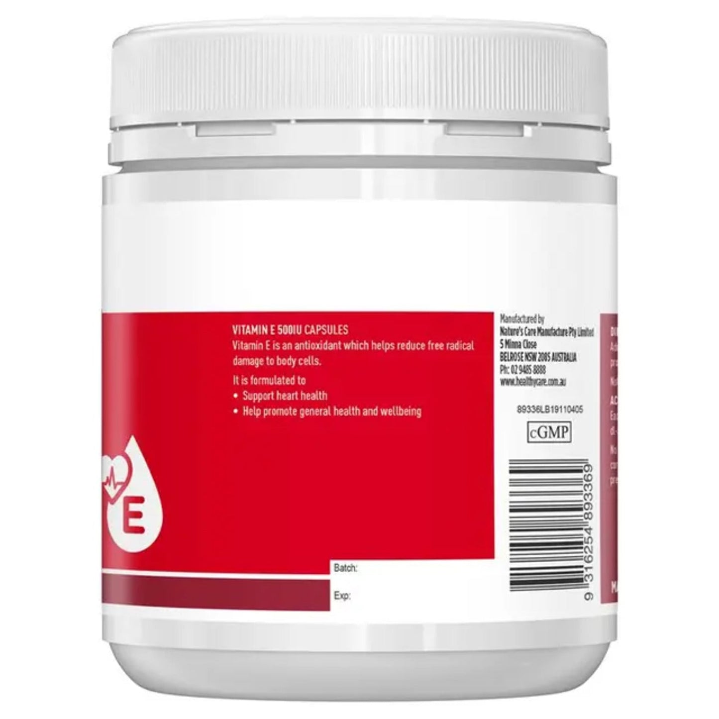 Healthy Care Vitamin E 500IU 200 Capsules - BeeVitamins
