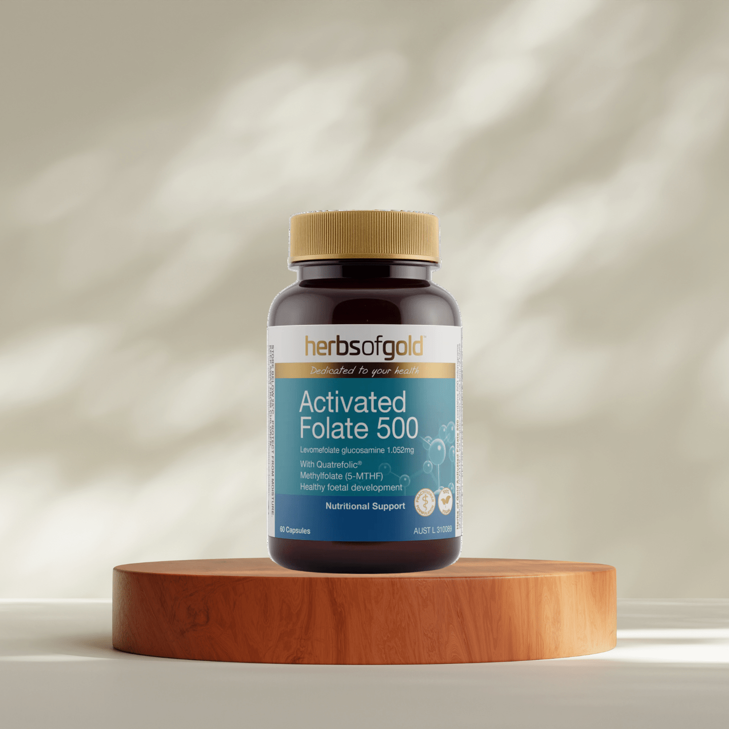 Herbs of Gold Activated Folate 500 60 Capsules - BeeVitamins