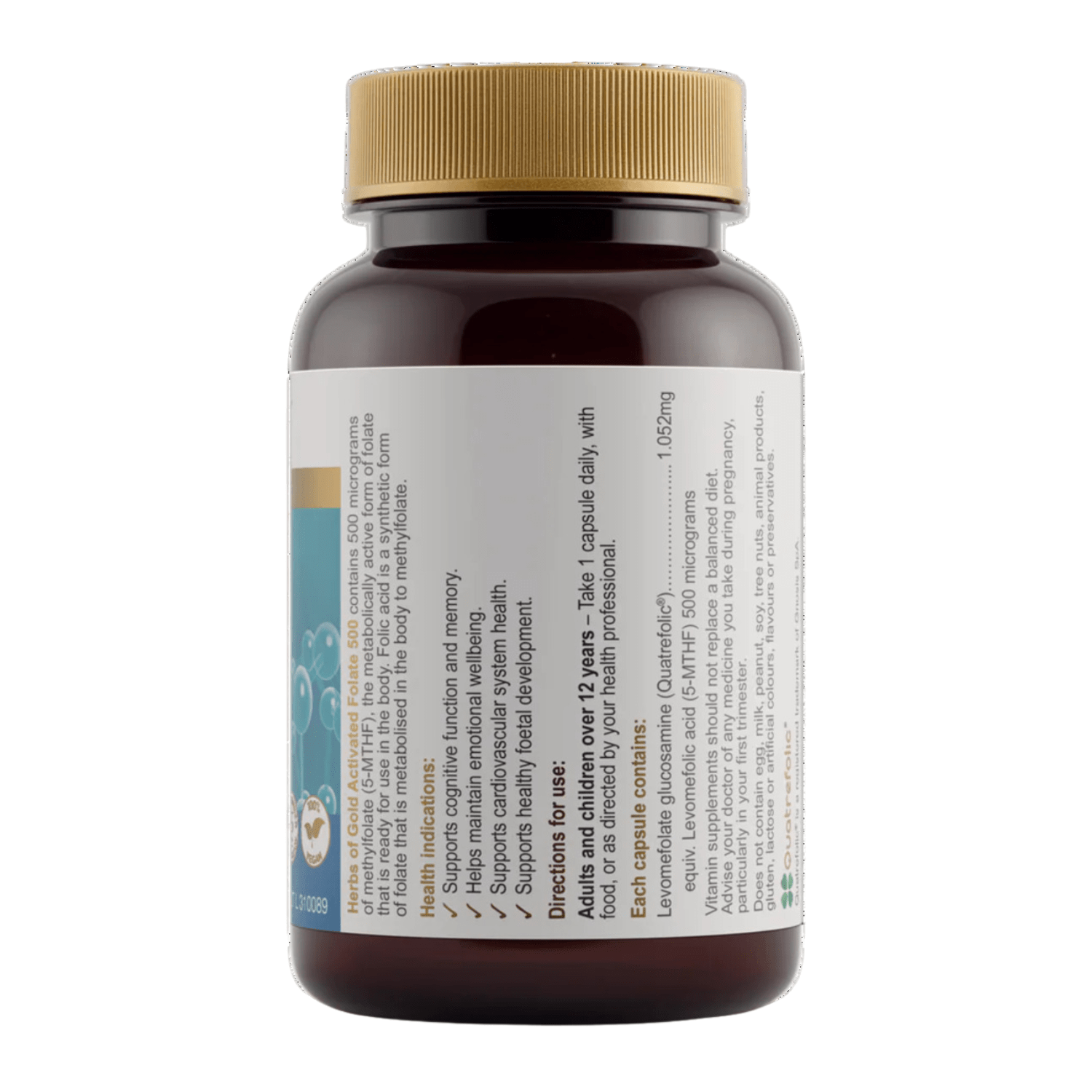 Herbs of Gold Activated Folate 500 60 Capsules - BeeVitamins