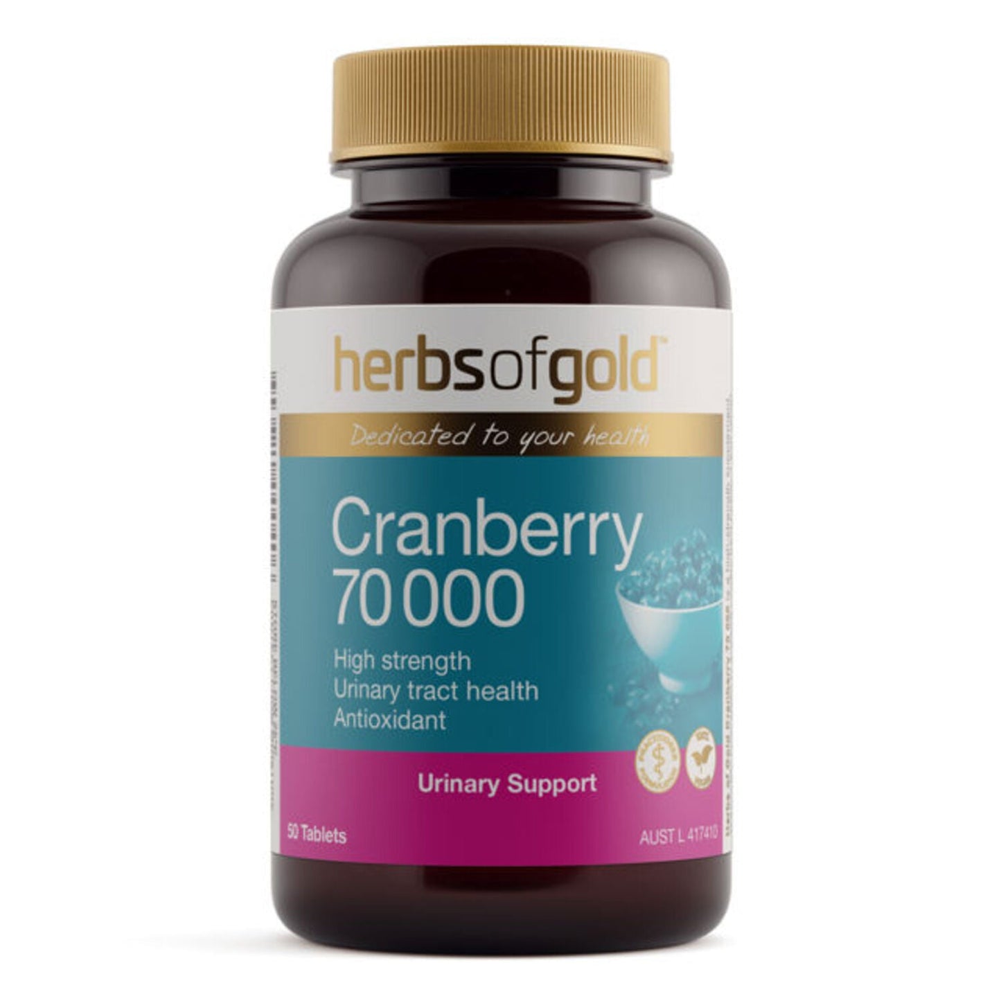 Herbs of Gold Cranberry 70000 High Strength / 50 Tablets - BeeVitamins