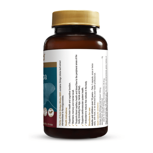 Herbs of Gold Ginkgo Biloba 6000 / 120 Capsules - BeeVitamins