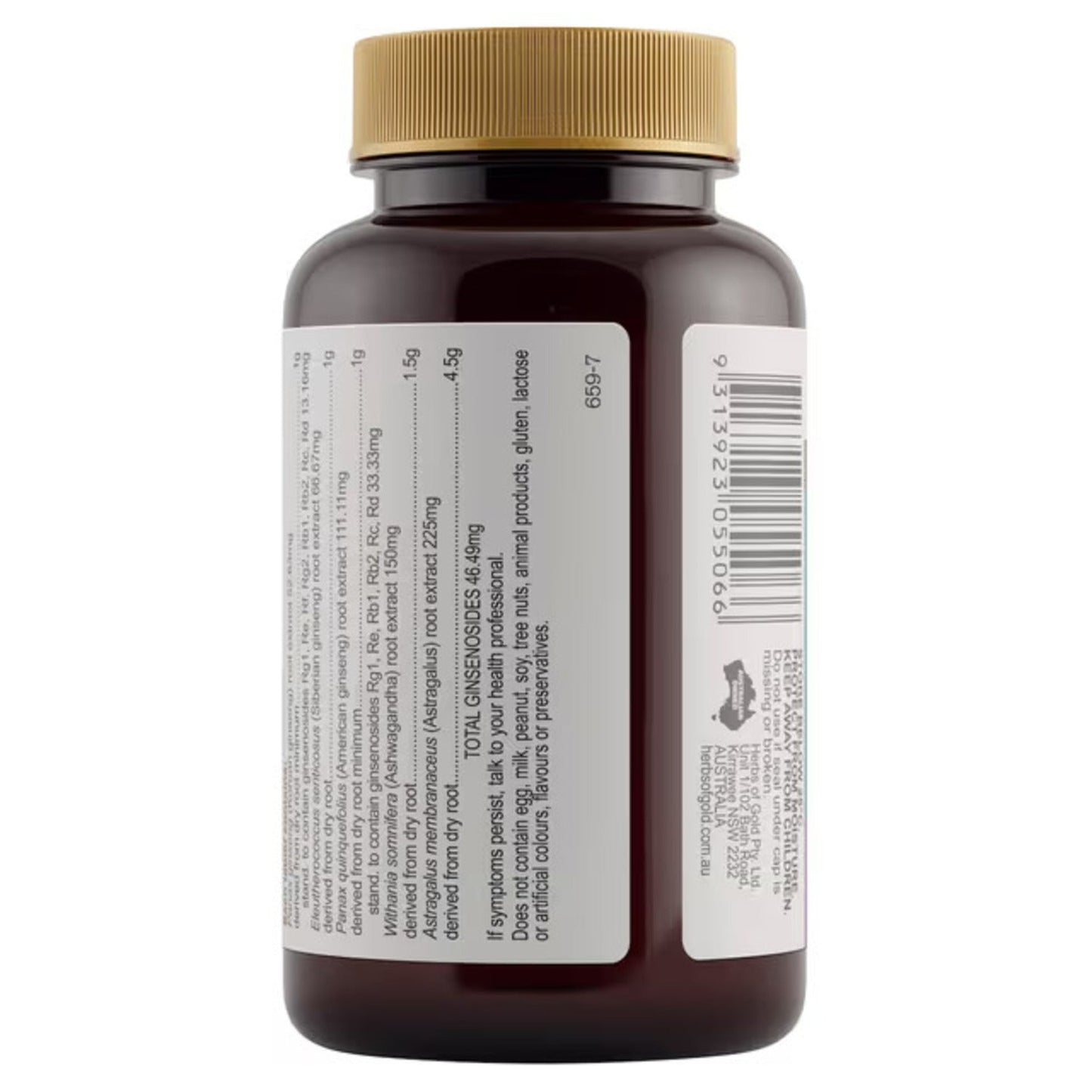 Herbs of Gold Ginseng 4 Energy Gold 60 Tablets - BeeVitamins