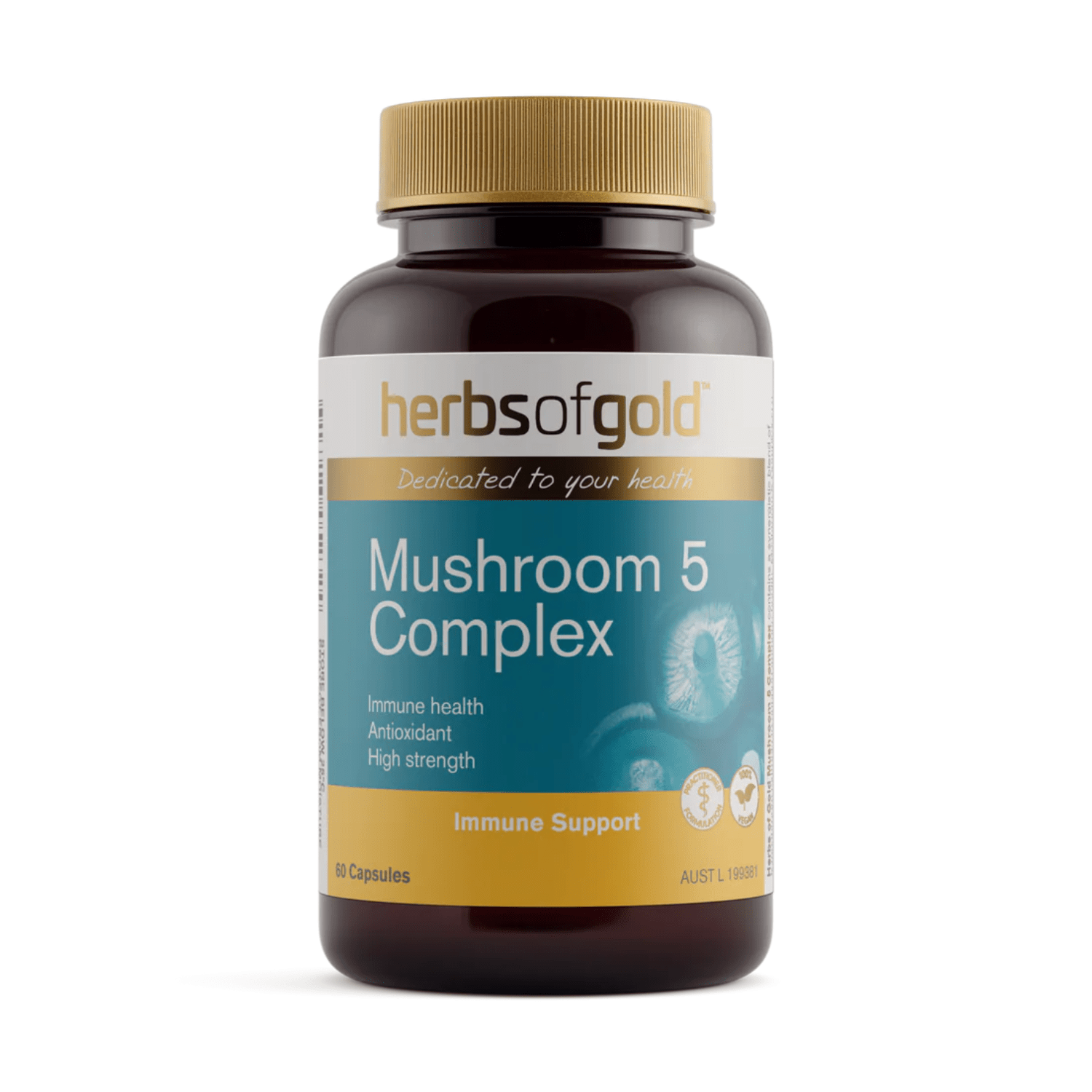 Herbs of gold Mushroom 5 Complex 60 Capsules - BeeVitamins