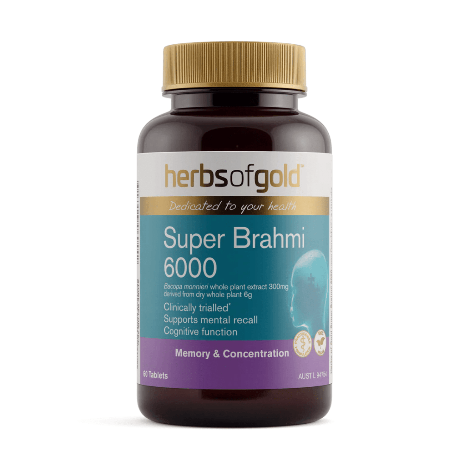 Herbs of Gold Super Brahmi 6000 60 Tablets - BeeVitamins