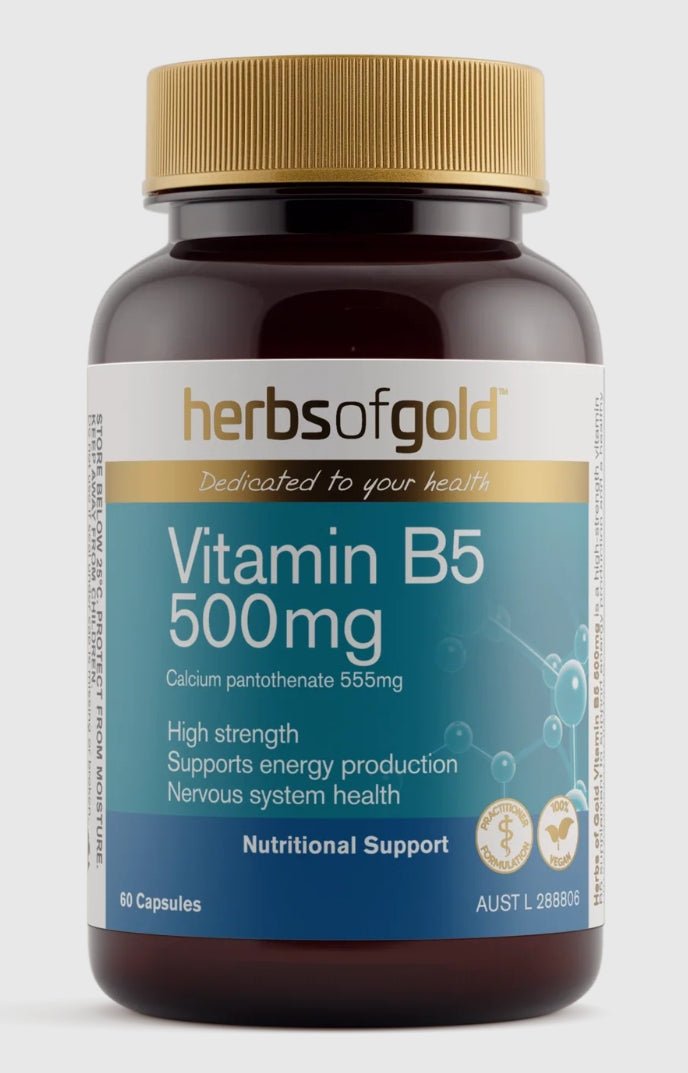 Herbs of Gold Vitamin B5 500mg 60 Capsules - BeeVitamins