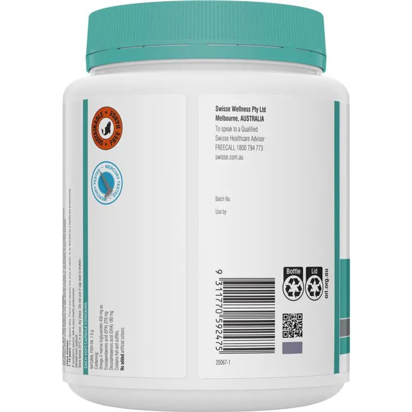 Swisse Odourless High Strength Fish Oil 1500mg 400 Capsules
