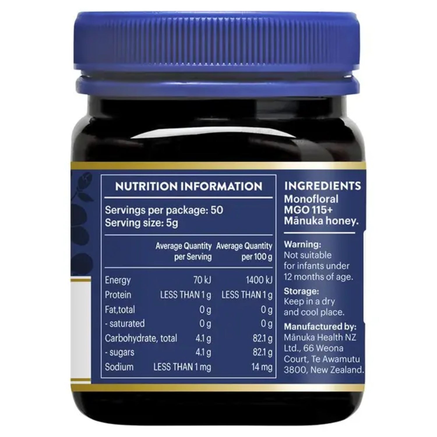 Manuka Health MGO 115+ 250g Manuka Honey New Zealand - BeeVitamins