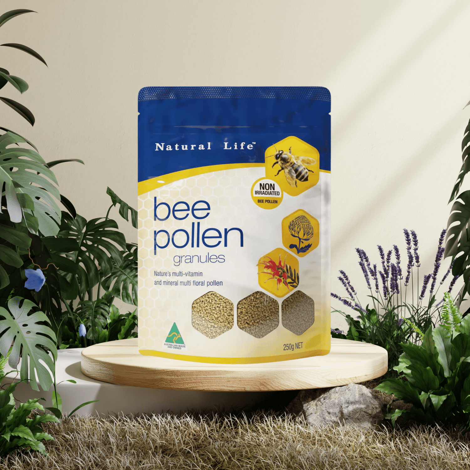 Natural Life Bee Pollen Granules Non Irradiated 250g - BeeVitamins