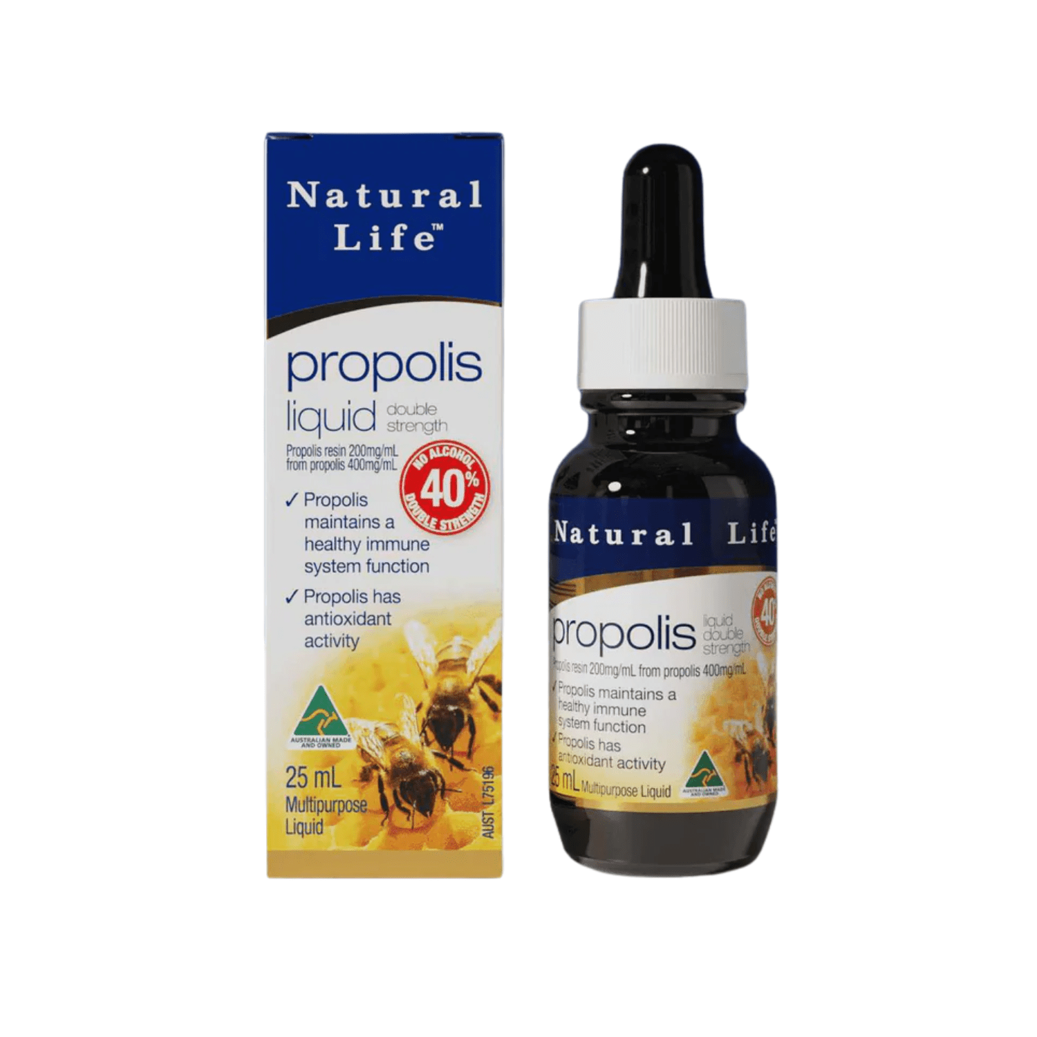 Natural Life Propolis Liquid Double Strength 40% 25 mL - BeeVitamins